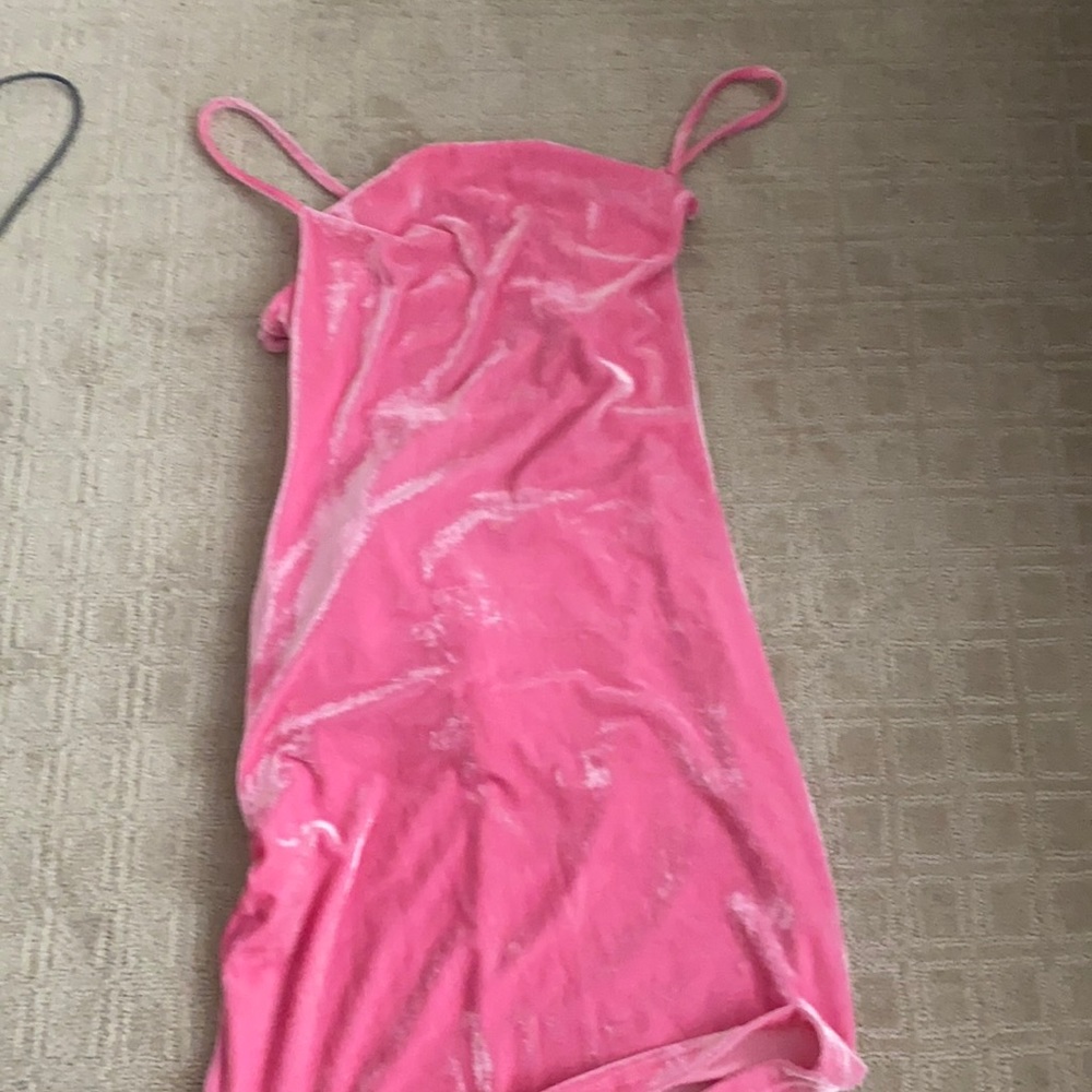 Hot pink mini velvet dress
